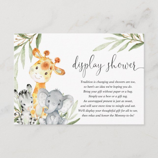 Cute animals gender neutral display shower insert (Front)