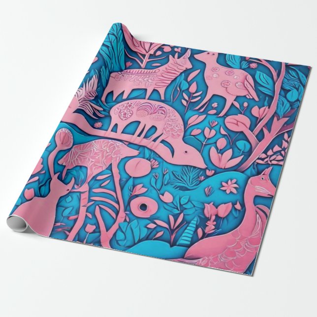 Cute animals gift ideas Wrapping Paper (Unrolled)