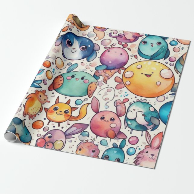 Cute animals gift ideas Wrapping Paper (Unrolled)
