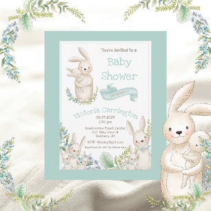 Cute Animals Green Baby Shower Invitation