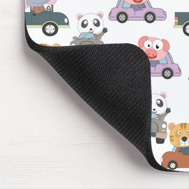 Cute Animals In Cars Pattern Mouse Pad (Corner)