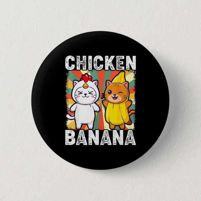 Cute Animals In Chicken And Banana Costumes Kawaii 6 Cm Round Badge (Front)