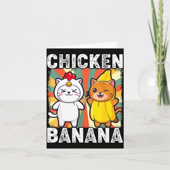 Cute Animals In Chicken And Banana Costumes Kawaii Card (Front)