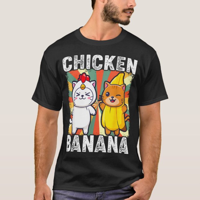 Cute Animals In Chicken And Banana Costumes Kawaii T-Shirt (Front)