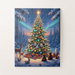 Cute Animals in Forest with Tree Jigsaw Puzzle