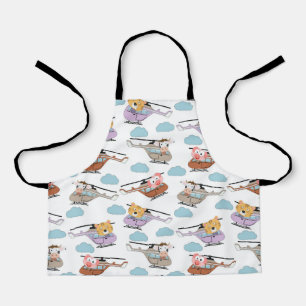 Cute Animals In Helicopter Pattern Apron