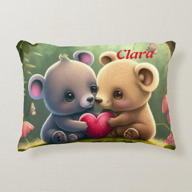 Cute animals in love    decorative cushion (Front)
