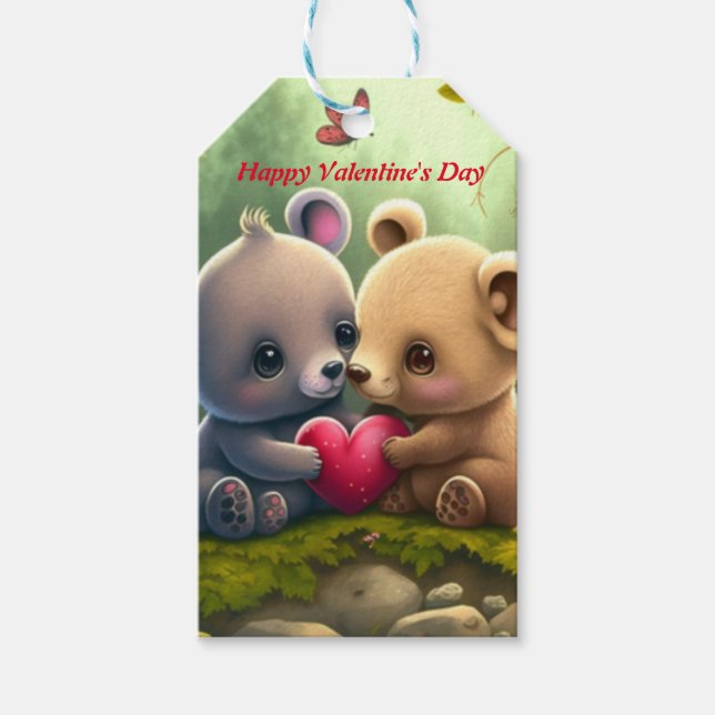 Cute animals in love    gift tags (Front)