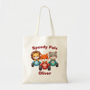 Cute Animals in Race Cars - Speedy Pals Tote Bag