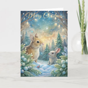 Cute Animals in Winter Holiday Card