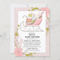 Cute Animals in Winter Sleigh Drive-By Baby Shower
