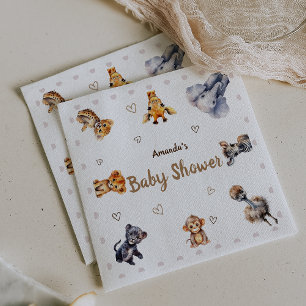 Cute Animals Jungle Safari Themed Baby Shower Napkin