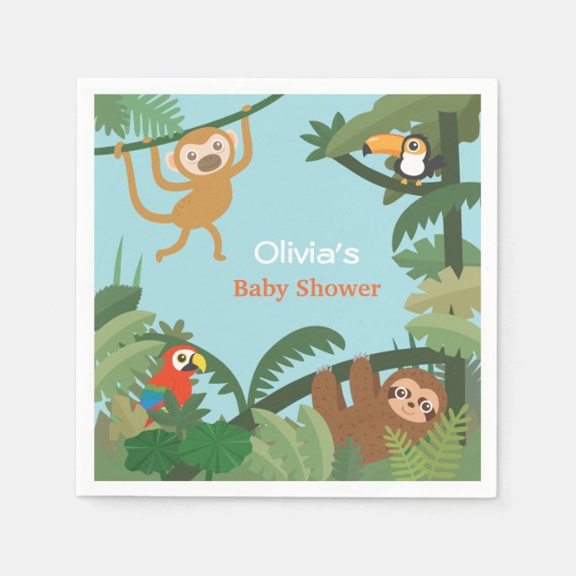 Cute Animals Jungle Theme Baby Shower Supplies Napkin (Front)