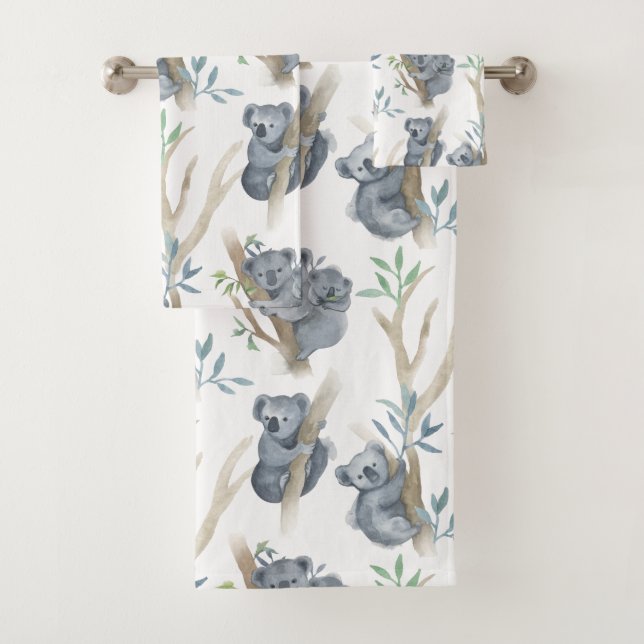 Cute Animals Koala on Tree Bath Towel Set (Insitu)