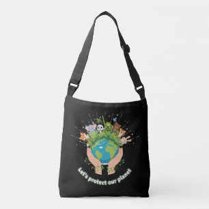 Cute Animals Let's Protect Our Planet Earth Day Crossbody Bag
