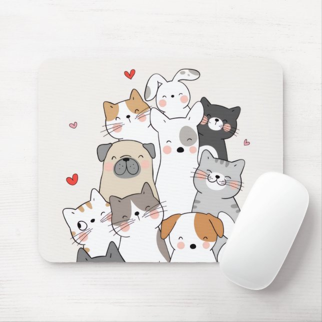 cute animals mouse pad (With Mouse)