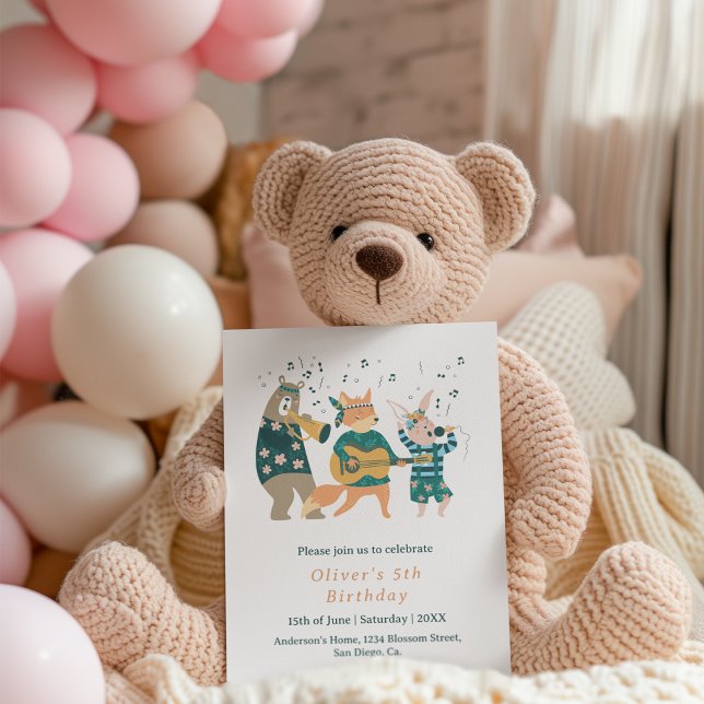 Cute Animals Music Band Birthday Invitation (Creator Uploaded)