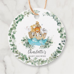 Cute Animals Noah's Ark Greenery Birthday Baby  Favour Tags