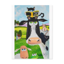 Cute animals painting Cow cat sheep frog