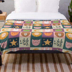 Cute Animals Patchwork Kids Fleece Blanket