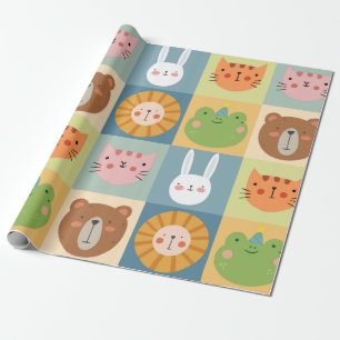 Cute Animals Patchwork Wrapping Paper