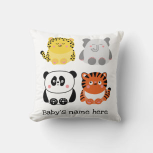 Cute animals personalised nursery cushion