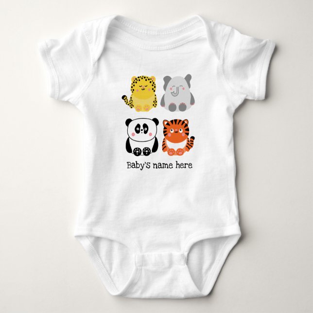 Cute animals personalized baby bodysuit (Front)