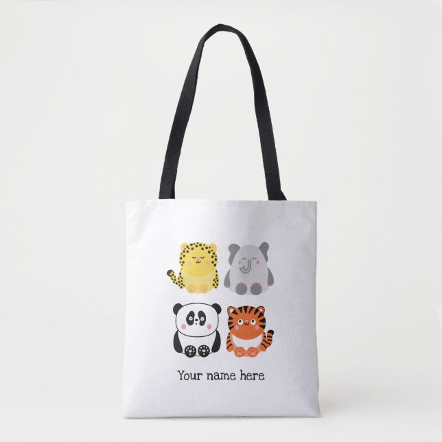 Cute animals personalized tote bag (Front)