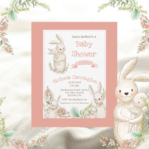 Cute Animals Pink Baby Shower Invitation