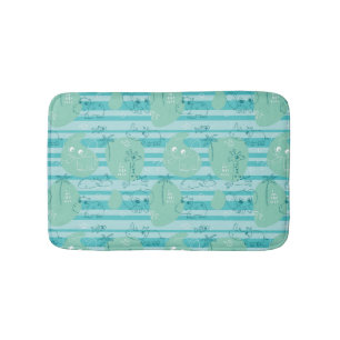 Cute animals playing with water 1 bath mat