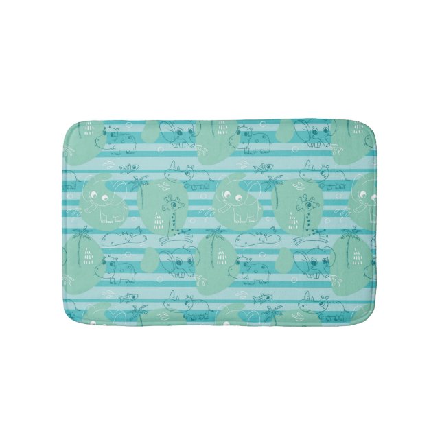 Cute animals playing with water 1 bath mat (Front)