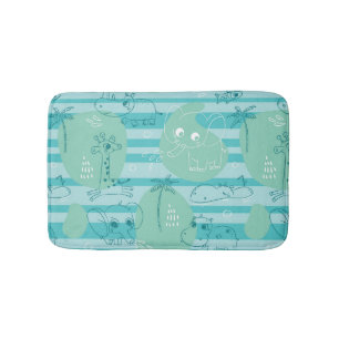 Cute animals playing with water 1 bath mat