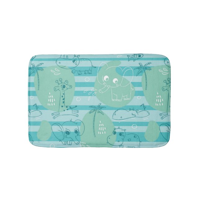 Cute animals playing with water 1 bath mat (Front)