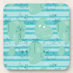 Cute animals playing with water 1 coaster