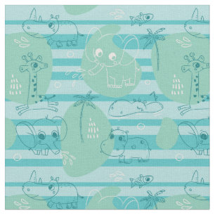 Cute animals playing with water 1 fabric