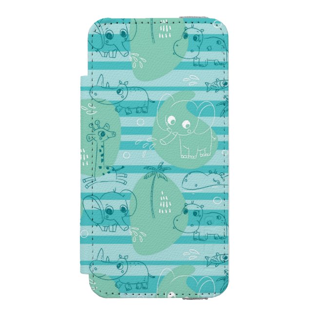 Cute animals playing with water 1 incipio iPhone wallet case (Folio Front)