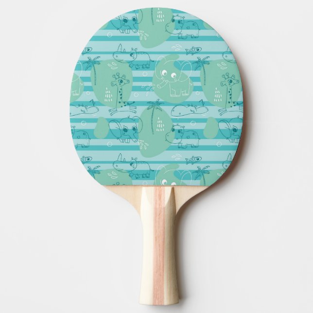 Cute animals playing with water 1 ping pong paddle (Front)
