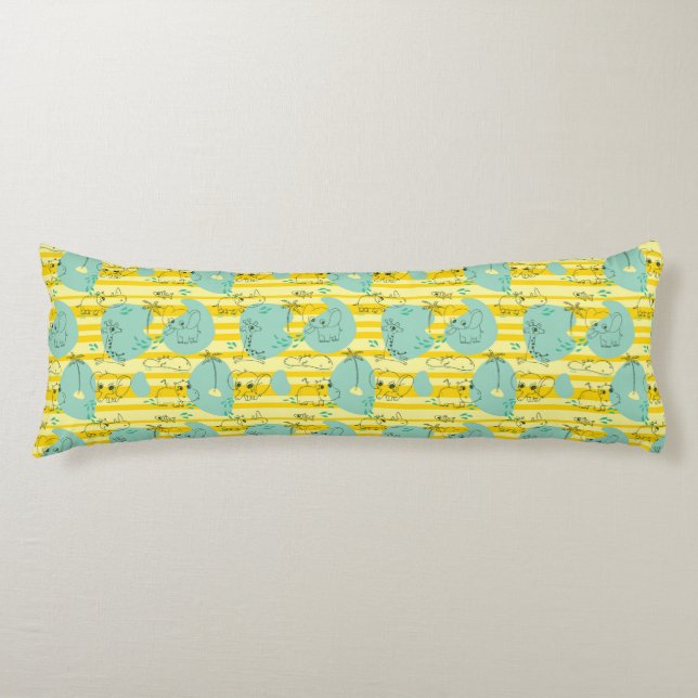 Cute animals playing with water 2 body cushion (Front)