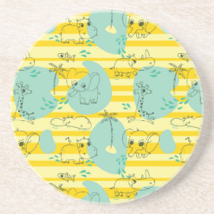 Cute animals playing with water 2 coaster