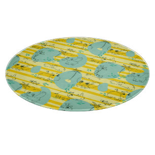 Cute animals playing with water 2 cutting board