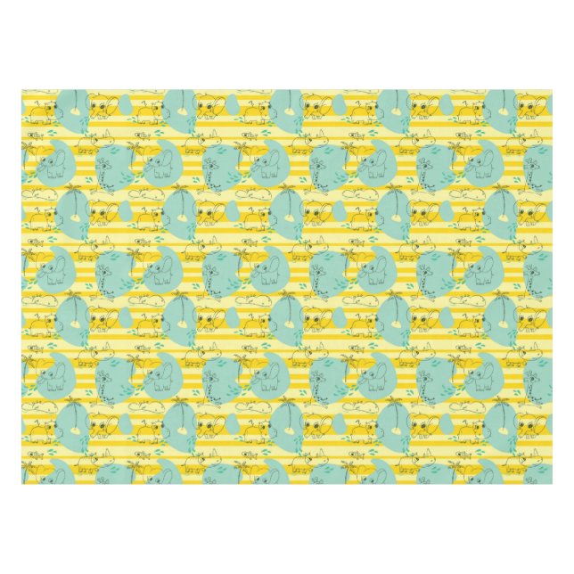 Cute animals playing with water 2 tablecloth (Front (Horizontal))