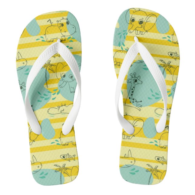 Cute animals playing with water 2 thongs (Footbed)