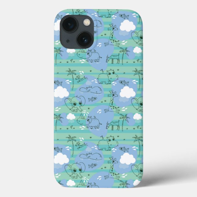 Cute animals playing with water 3 Case-Mate iPhone case (Back)