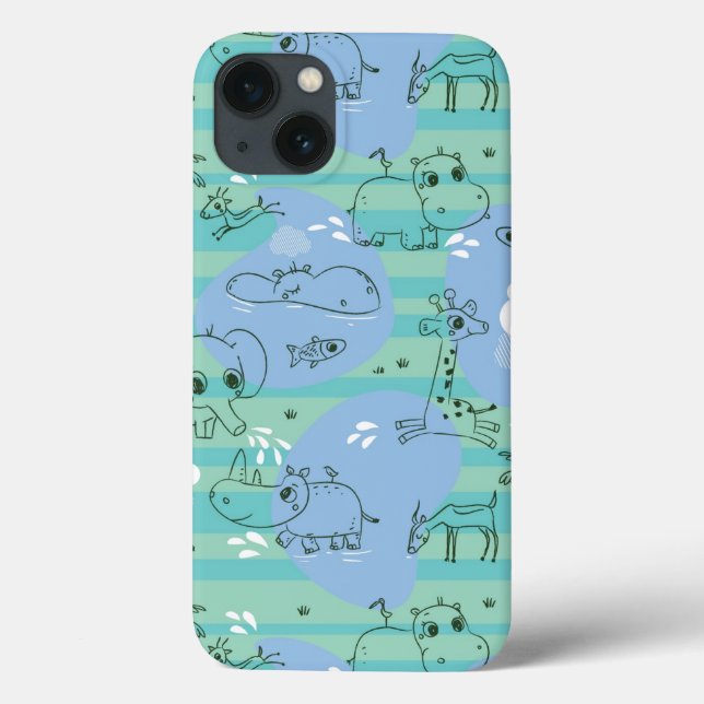 Cute animals playing with water 3 Case-Mate iPhone case (Back)