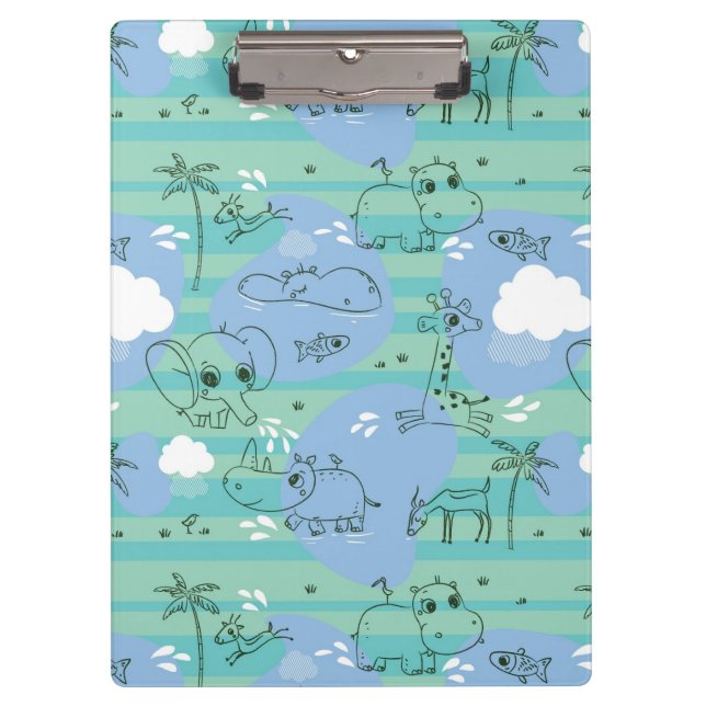 Cute animals playing with water 3 clipboard (Front)