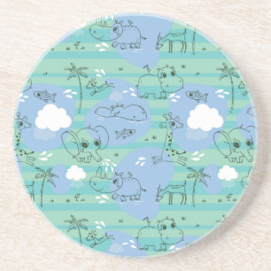 Cute animals playing with water 3 coaster