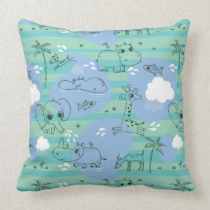 Cute animals playing with water 3 cushion