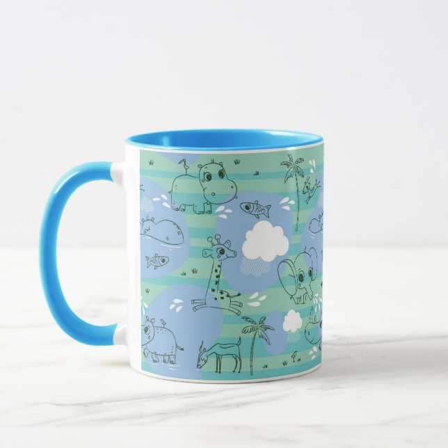 Cute animals playing with water 3 mug (Left)