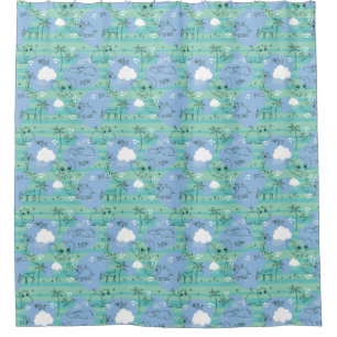 Cute animals playing with water 3 shower curtain