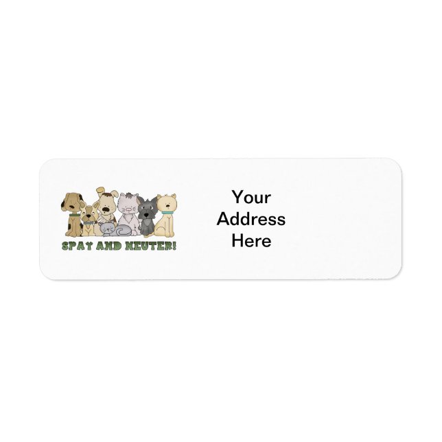 Cute Animals Spay and Neuter Text Return Address Label (Front)